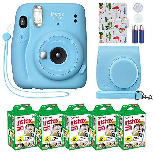 كاميرا Fujifilm Instax Mini 11 الفورية ، أزرق سماوي + جراب مخصص + حزمة قيمة فيلم Fuji Instax (50 ورقة) ألبوم صور مصمم فلامنغو لصور Fuji instax Mini 11 كاميرا Fujifilm Instax Mini 11 الفورية ، أزرق سماوي + جراب مخصص + حزمة قيمة فيلم Fuji Instax (50 ورقة) ألبوم صور مصمم فلامنغو لصور Fuji instax Mini 11