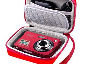 حقيبة حمل وحقيبة للكاميرا الرقمية ، AbergBest 21 ميجا بكسل 2.7 بوصة LCD قابلة لإعادة الشحن HD / Kodak Pixpro / Canon PowerShot ELPH 180/190 / كاميرات Sony DSCW800 / DSCW830 للسفر - أحمر
