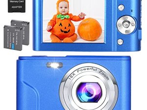 كاميرا رقمية ، FHD 48.0 MP Vlogging Camera Mini Camera Kids Camera Video Camera Camera Pocket مع 32GB TF Card Autofocus 16X Digital Zoom ، كاميرا محمولة مدمجة للأطفال الطلاب المراهقين - أزرق