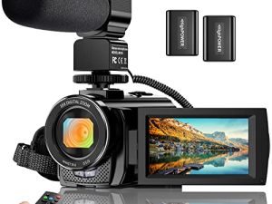كاميرا فيديو كاميرا فيديو ، مسجل كاميرا فيديو رقمي على YouTube ، FHD 1080P 24.0MP 3.0 بوصة شاشة دوران 270 درجة 16X كاميرا فيديو رقمية مع ميكروفون وجهاز تحكم عن بعد وبطاريتين