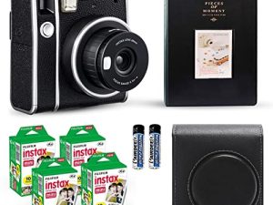 فوجي فيلم إنستاكس ميني 40 كاميرا فورية فينتاج أسود. + حزمة قيمة Fujifilm (40 ورقة) + مجموعة ملحقات مصراع ، تتضمن حقيبة حمل متوافقة مع الطراز القديم ، ألبوم صور أسود 64 جيبًا