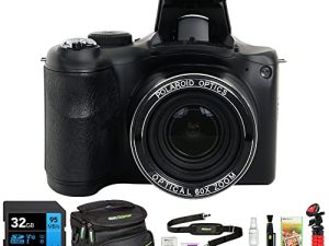 كاميرا بولارويد IE6035-BLK-STK-4 iE6035 18 ميجابكسل 60x زووم بصري رقمي ، حزمة سوداء مع بطاقة ذاكرة ليكسار 32 جيجا ، حقيبة كاميرا ديكو جير ، منفاخ عدسة ، قلم عدسة ، حامل ثلاثي 12 بوصة والمزيد