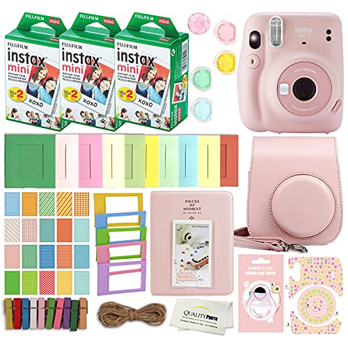 كاميرا Fujifilm Instax Mini 11 الفورية مع حافظة ، 60 فيلم فوجي ، ملصقات للزينة ، إطارات ، ألبوم صور ومجموعة ملحقات أخرى (وردي أحمر الخدود) كاميرا Fujifilm Instax Mini 11 الفورية مع حافظة ، 60 فيلم فوجي ، ملصقات للزينة ، إطارات ، ألبوم صور ومجموعة ملحقات أخرى (وردي أحمر الخدود)