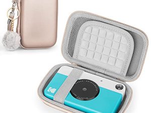 جراب Yinke لـ Kodak PRINTOMATIC / Smile / Mini 2 HD / Smile طابعة الصور الفورية المحمولة ، جراب واقٍ للسفر (ذهبي وردي)