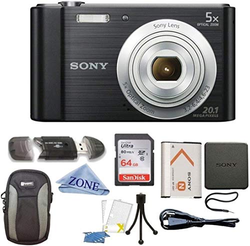 Sony W800 / B DSC-W800 / B DSCW800B كاميرا رقمية بدقة 20 ميجابكسل زووم بصري 5X (أسود) مع بطاقة ذاكرة SDHC سعة 64 جيجا بايت وحامل ثلاثي القوائم وحقيبة فاخرة وقماش عدسة من الألياف الدقيقة Sony W800 / B DSC-W800 / B DSCW800B كاميرا رقمية بدقة 20 ميجابكسل زووم بصري 5X (أسود) مع بطاقة ذاكرة SDHC سعة 64 جيجا بايت وحامل ثلاثي القوائم وحقيبة فاخرة وقماش عدسة من الألياف الدقيقة