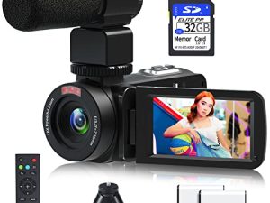 كاميرا فيديو ، كاميرا فيديو 1080P 30 ميجابكسل ، كاميرا تصوير فيديو للرؤية الليلية بالأشعة تحت الحمراء ليوتيوب ، جهاز تحكم عن بعد 3.0 بوصة تعمل باللمس ، مسجل كاميرا تكبير رقمي 18X مع ميكروفون ، حامل ثلاثي صغير 2 باتري ، بطاقة SD 32 جيجابايت
