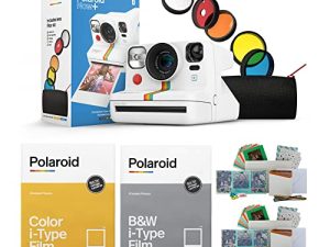 Polaroid Now + Instant Film Camera Deluxe مع فيلم فوري ملون ومجموعة أفلام وأفلام B&W (4 عناصر)
