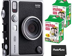 كاميرا Fujifilm Instax Mini EVO Hybrid Black الفورية + 2X Mini Twin Pack فيلم فوري