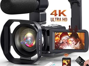 كاميرا فيديو كاميرا فيديو 4K Ultra HD 48MP IR Night Version Vlogging Camera 3.0 Inch Touch Screen 18X Zoom WiFi Digital Camera YouTube Recorder Camera with Microphone، 2.4G Remote Control، Lens Hood