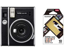 كاميرا Fujifilm Instax Mini 40 الفورية مع فيلم Fujifilm Instax Mini Contact Sheet - حزمة 10 تعرض (600022193)