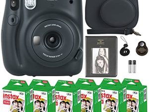 كاميرا Fujifilm Instax Mini 11 مع فيلم Fujifilm Instant Mini (60 ورقة) مع مجموعة من الملحقات رقم واحد بما في ذلك حقيبة الحمل وعدسة السيلفي وألبوم الصور والملصقات (رمادي فحمي)