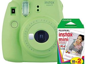كاميرا Fujifilm Instax Mini 9 ، أخضر ليموني - مع حزمة مزدوجة لفيلم Fujifilm instax mini الفوري ، 20 تعرضًا