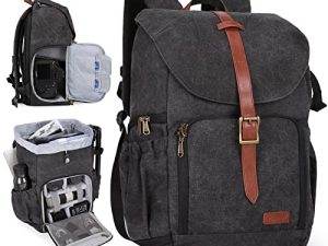 حقيبة ظهر BAGSMART للكاميرا ، حقيبة ظهر للكاميرا DSLR SLR ، حقائب ظهر للكاميرا مقاومة للماء للمصورين ، حقيبة ظهر للتصوير ضد السرقة مع حجرة كمبيوتر محمول وحامل ثلاثي القوائم مقاس 15 بوصة ، أسود