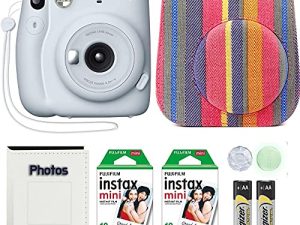 كاميرا Fujifilm Instax Mini 11 مع حقيبة NeeGo وفيلم فوجي الفوري (20 ورقة) وألبوم صور NeeGo (أبيض ثلجي)