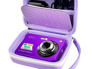 حقيبة حمل وحقيبة للكاميرا الرقمية ، AbergBest 21 ميجا بكسل 2.7 بوصة LCD قابلة لإعادة الشحن HD / Kodak Pixpro / Canon PowerShot ELPH 180/190 / كاميرات Sony DSCW800 / DSCW830 للسفر - بنفسجي
