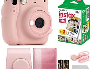 Fujifilm Instax Mini 11 Instant Camera Blush Pink | فيلم Instax Mini Twin Pack | ألبوم الصور اللامع يحمل 64 صورة | حالة رائعة | قماش